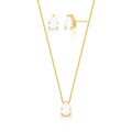 Conjunto Brinco e Colar com Pingente de Gota em Cristal