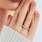 Anel de Prata 925 Aparador com Sete Pedras Moissanites 3mm