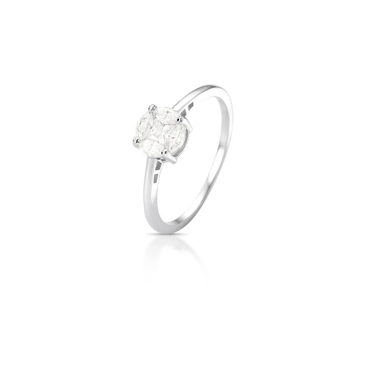 Anel de Prata 925 Redondo com Pedras Moissanites 3mm