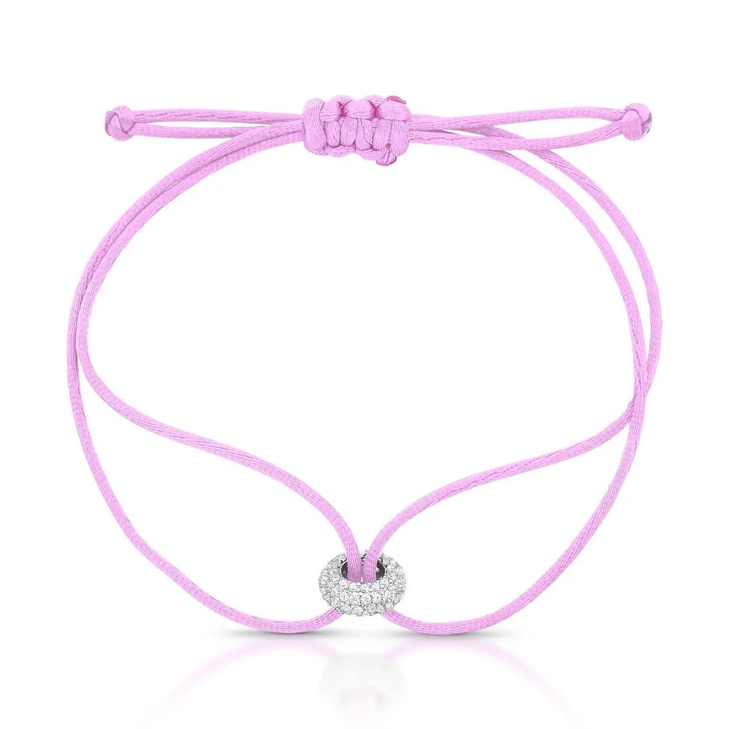 Pulseira de Prata 925 Regulável em Fio Encerado com Zircônias