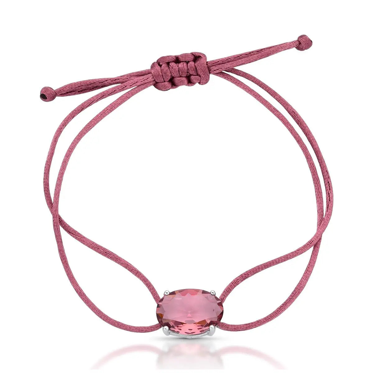 Pulseira de Prata 925 Regulável em Fio Encerado com Cristal