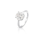 Anel de Prata 925 Redondo com Pedras Moissanites