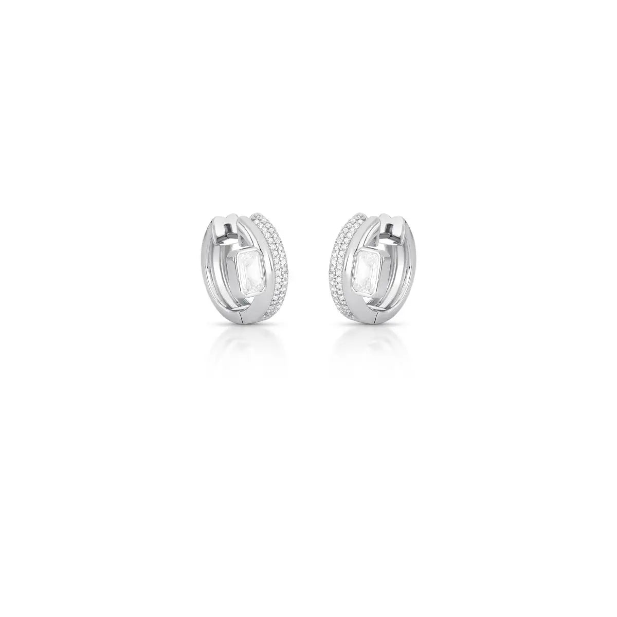 Argola de Prata 925 com Cristal Retangular e Zircônias