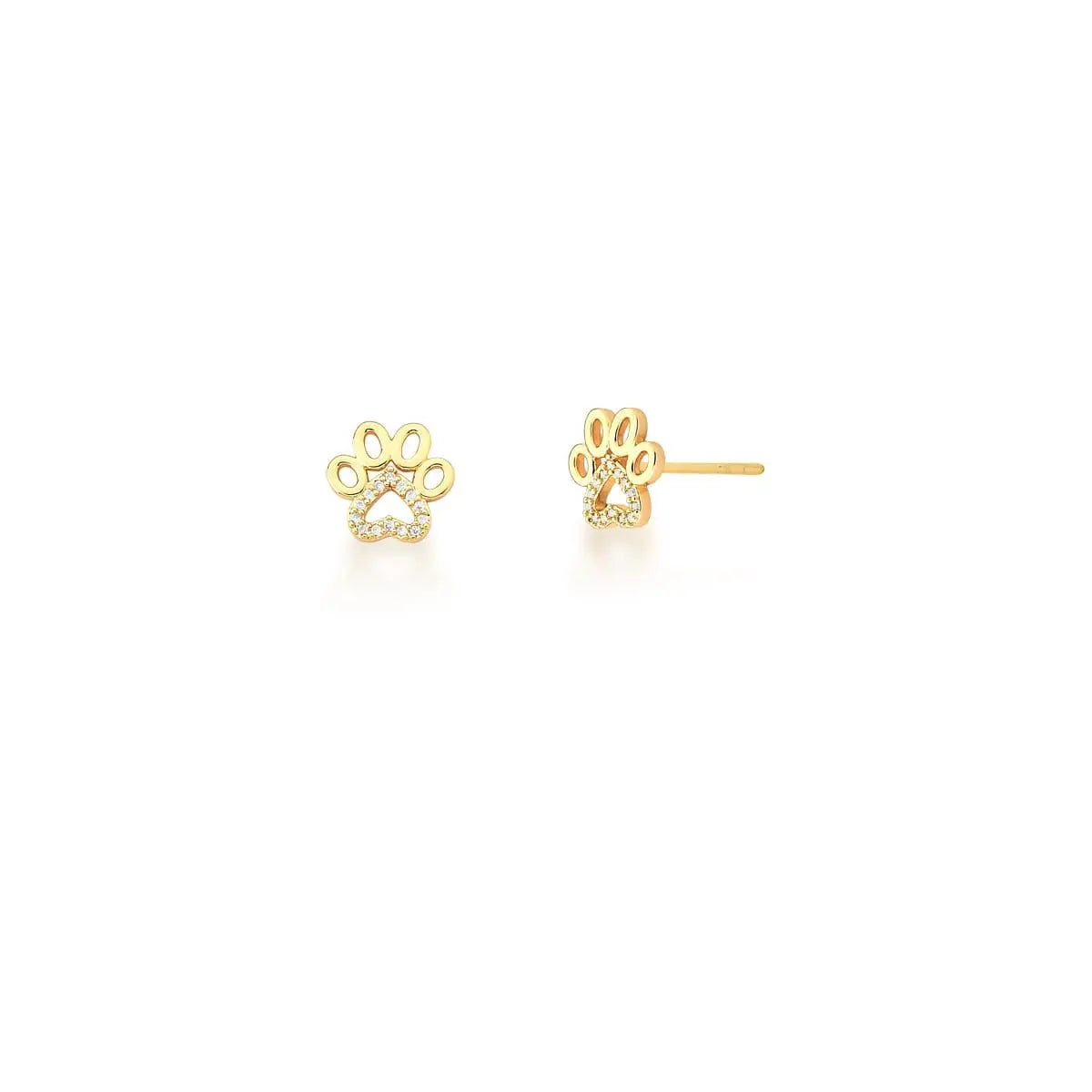 Conjunto Brinco e Corrente com Pingente Pata Banhado a Ouro