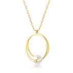 Colar Folheado a Ouro com Pingente Oval e Pérola Shell
