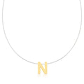 Corrente Folheada a Ouro Silicone com Pingente Letra "N" Liso