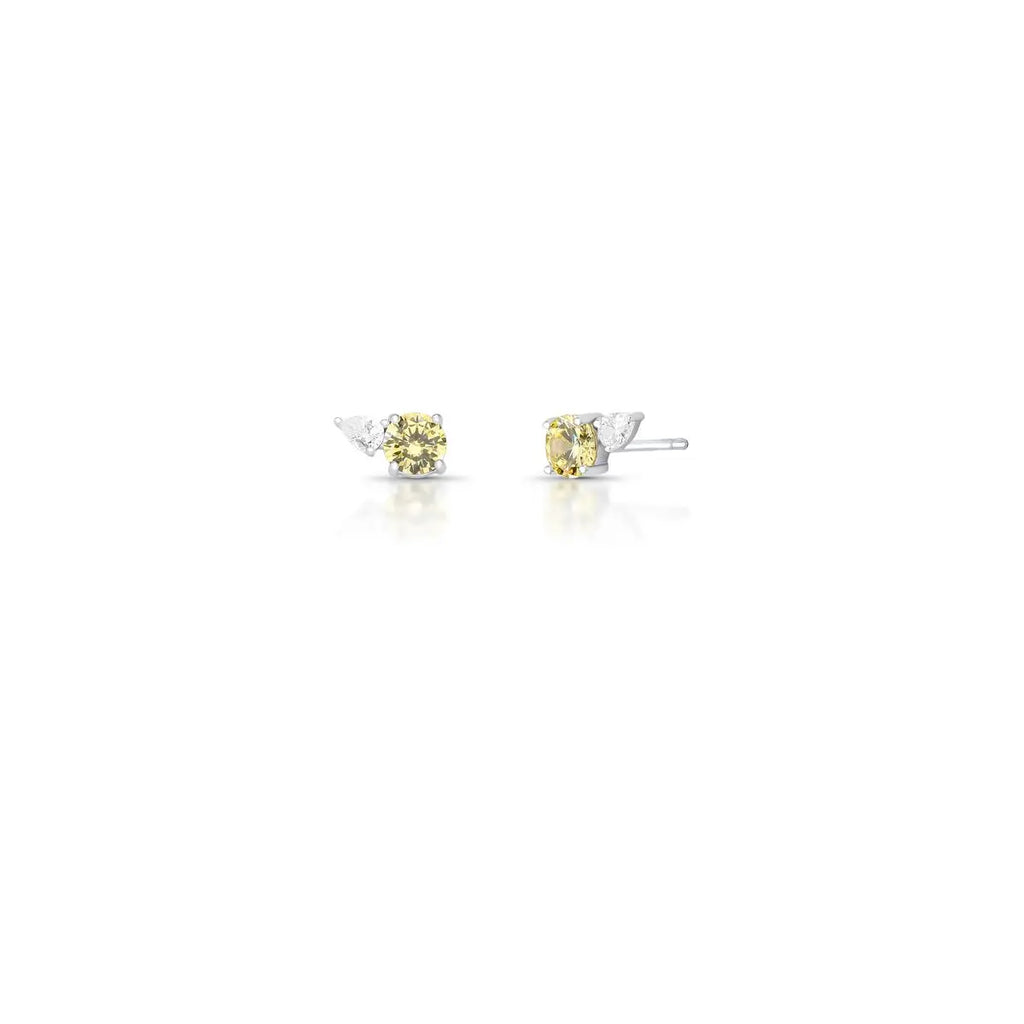 Brinco de Prata 925 com Cristal de Gota e Redondo