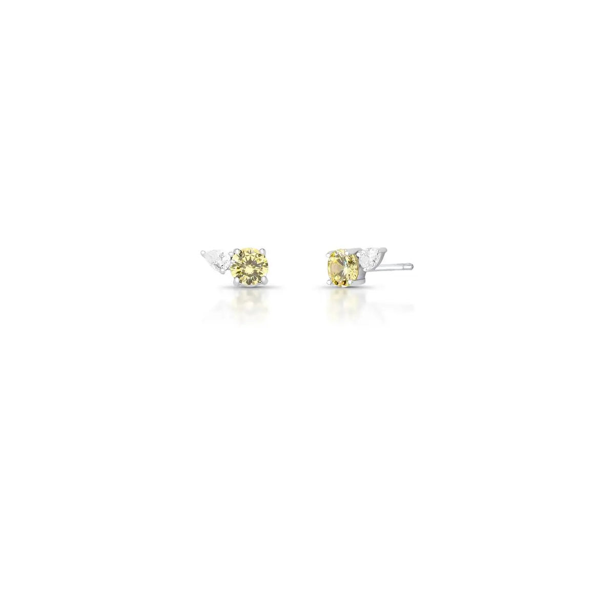 Brinco de Prata 925 com Cristal de Gota e Redondo