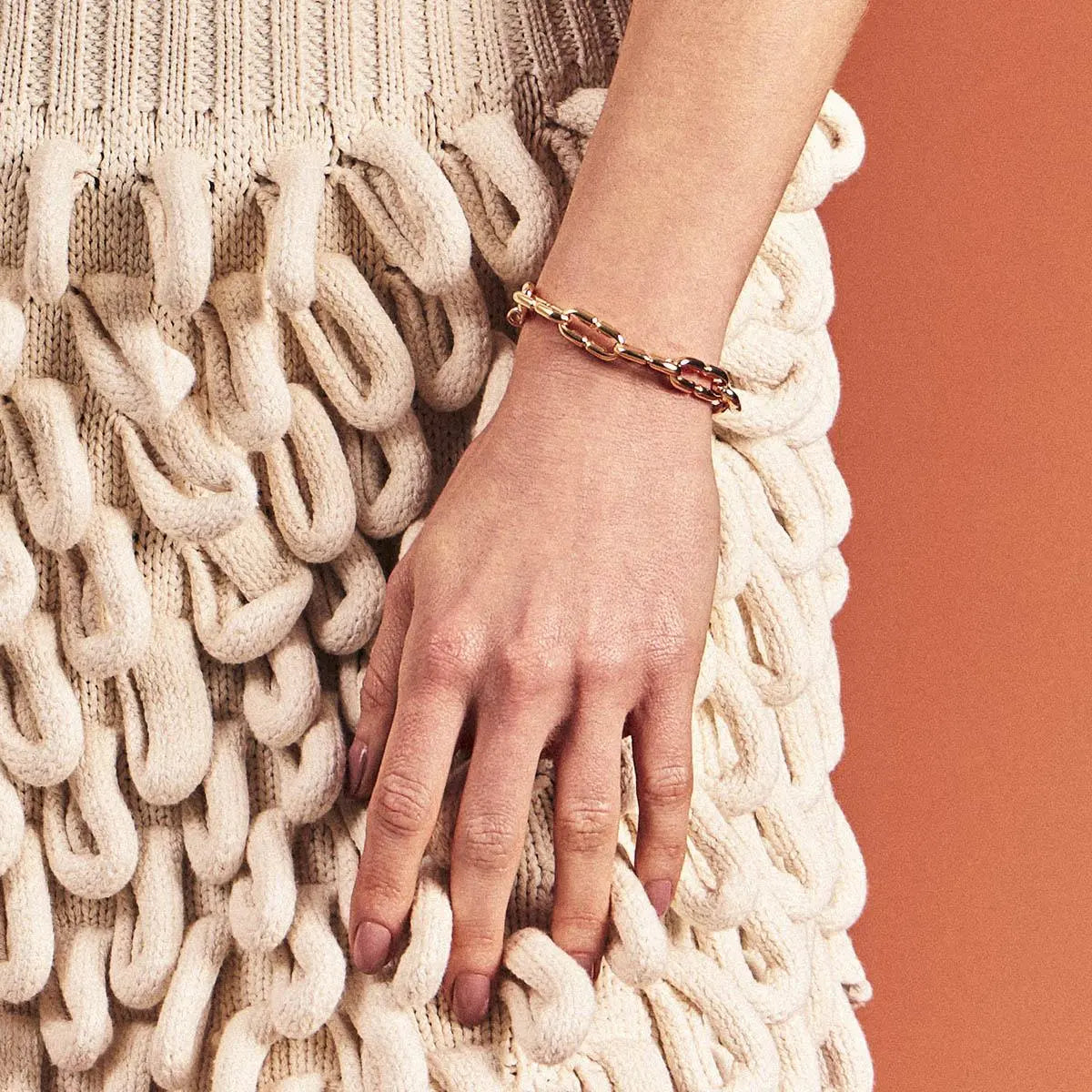 Pulseira Folheada a Ouro com Elos Lisos Retangulares