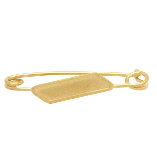 Alfinete Placa Diagonal com Borda em Ouro 18K