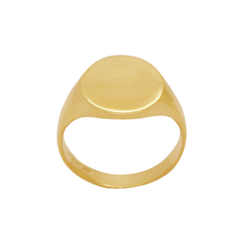 Anel Aro Abaulado Chapa Oval em Ouro 18K