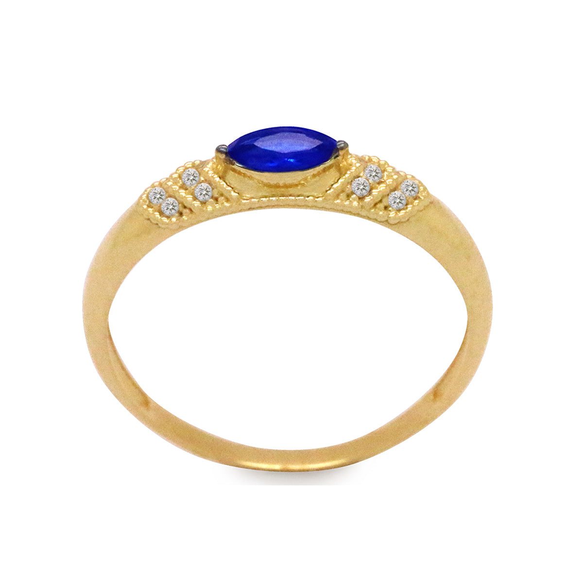 Anel Aro Abaulado Formatura Zircônia Tamanho da Pedra Laterais Cravejadas em Ouro 18K