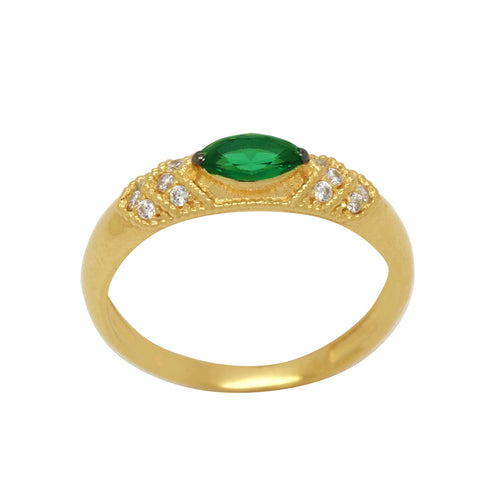 Anel Aro Abaulado Formatura Zircônia Tamanho da Pedra Laterais Cravejadas em Ouro 18K