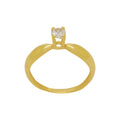Anel Aro Abaulado Solitário Redondo Zircônia Branca 4 mm em Ouro 18K