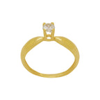 Anel Aro Abaulado Solitário Redondo Zircônia Branca 4 mm em Ouro 18K