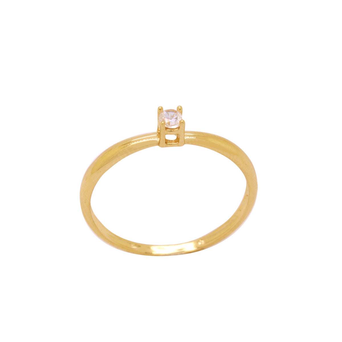 Anel Aro Abaulado Solitário Zircônia Branca 2,5 mm em Ouro 18K