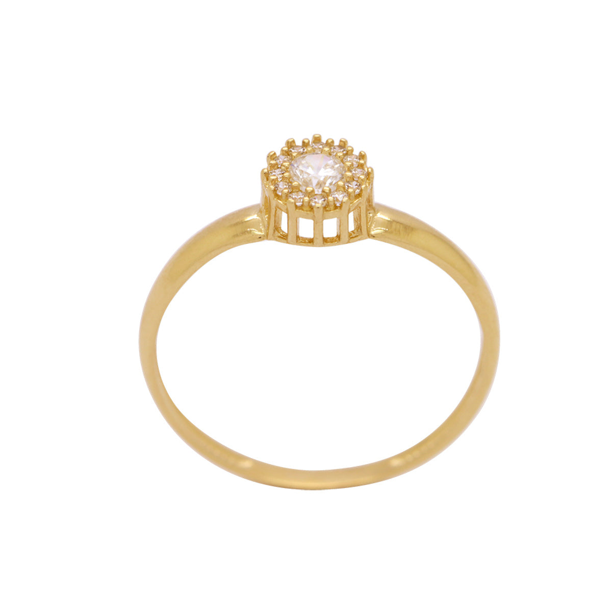 Anel Aro Abaulado Zircônia 3 mm Borda Cravejada em Ouro 18K