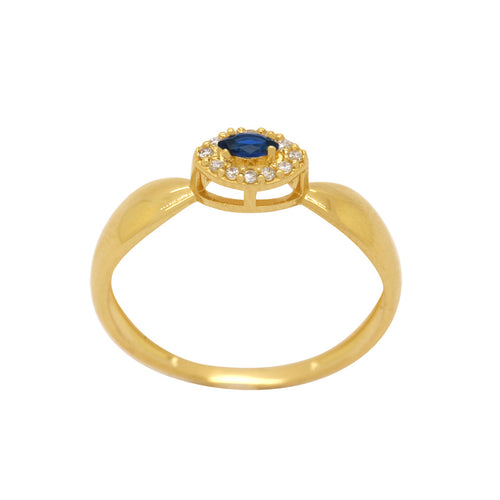 Anel Aro Abaulado Zircônia Navete 2x4 mm Borda Cravejada em Ouro 18K