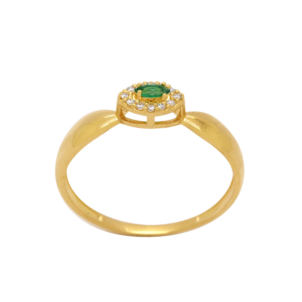 Anel Aro Abaulado Zircônia Navete 2x4 mm Borda Cravejada em Ouro 18K