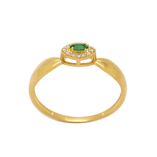 Anel Aro Abaulado Zircônia Navete 2x4 mm Borda Cravejada em Ouro 18K