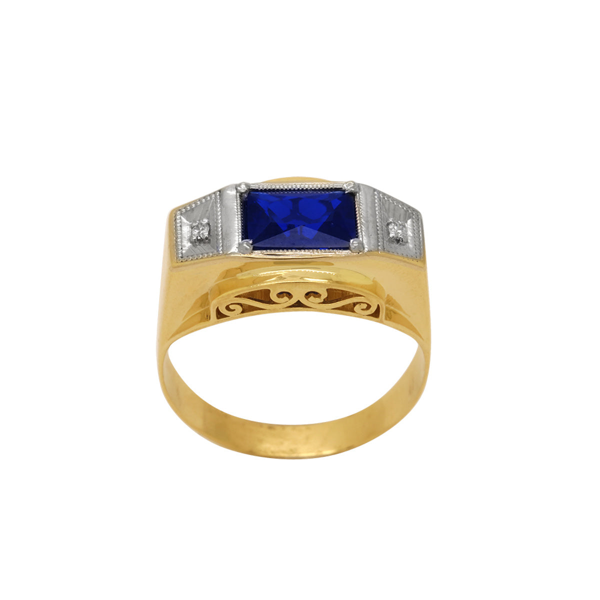 Anel Aro Chapa Zircônia em Ouro 18K