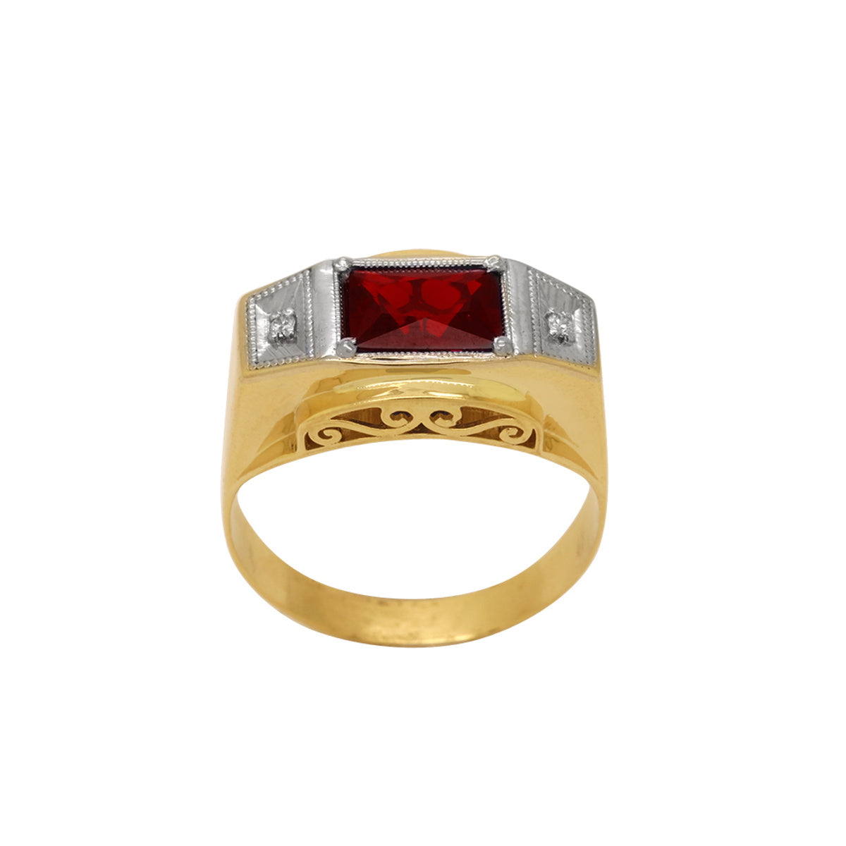 Anel Aro Chapa Zircônia em Ouro 18K