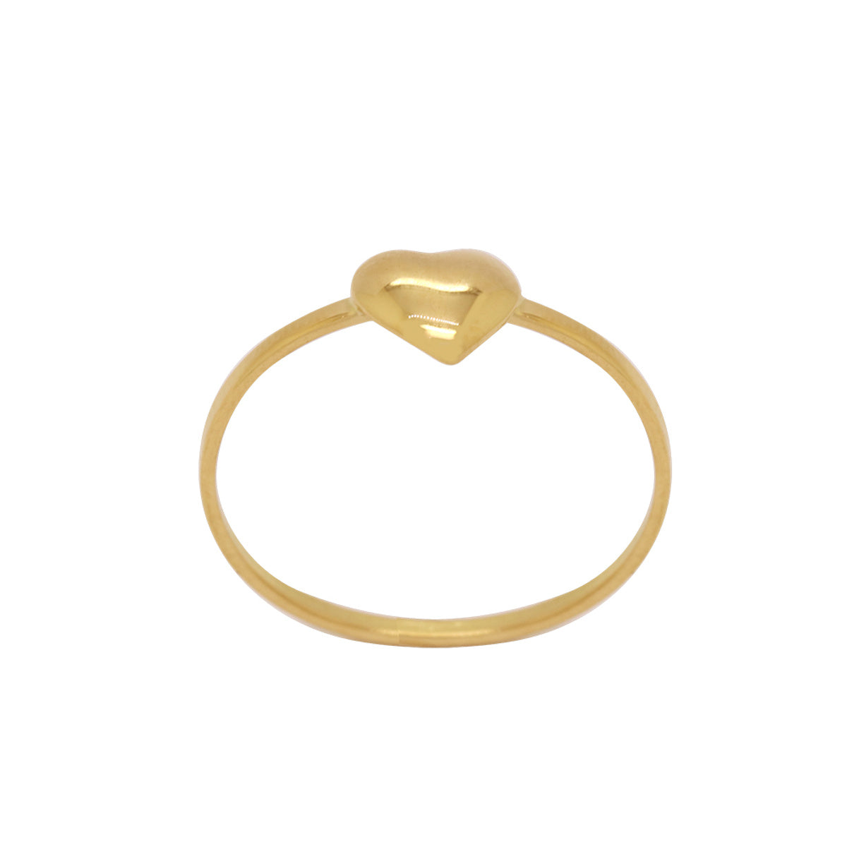 Anel Aro Chato Coração Liso Abaulado em Ouro 18K