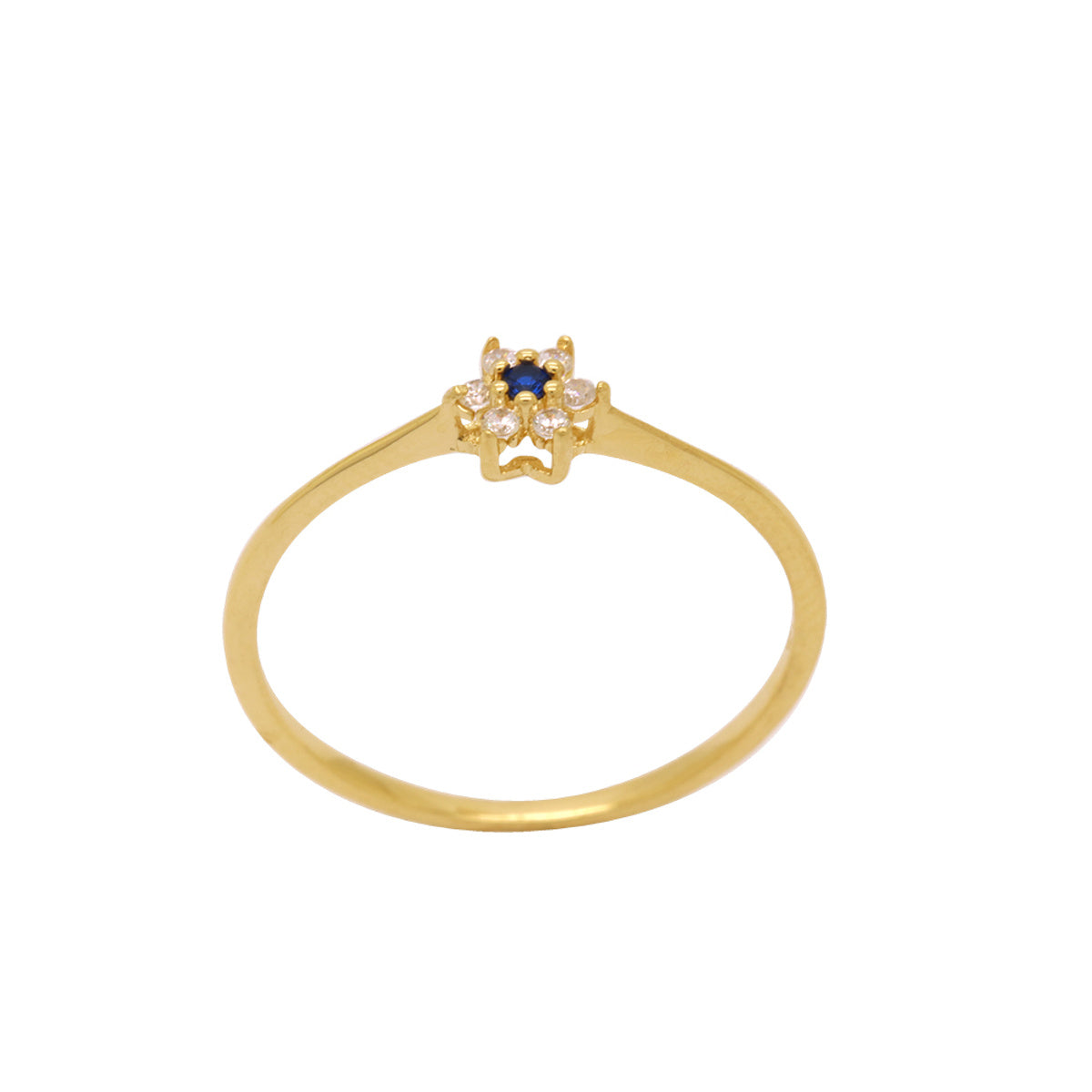 Anel Aro Chato Flor Zircônia em Ouro 18K