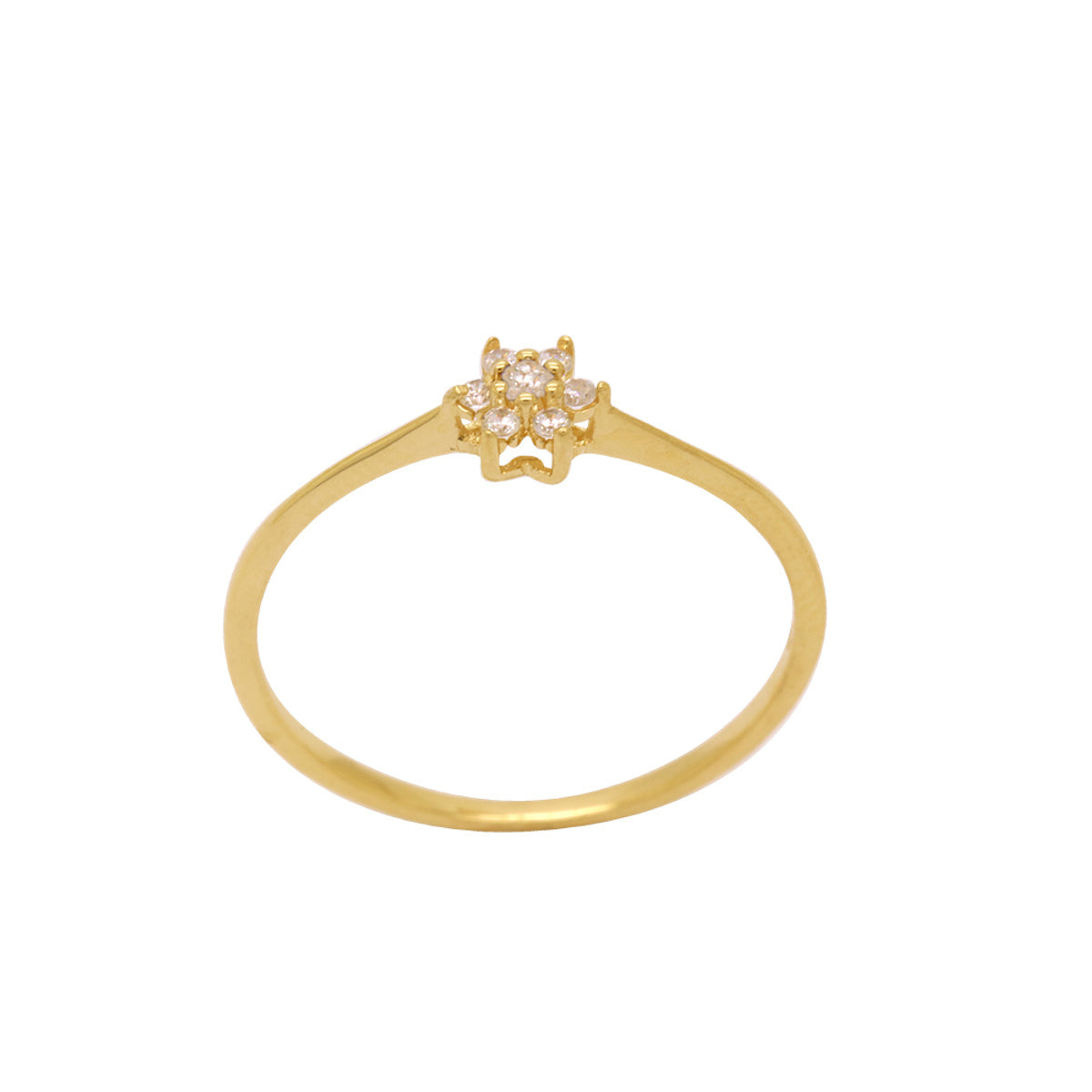 Anel Aro Chato Flor Zircônia em Ouro 18K