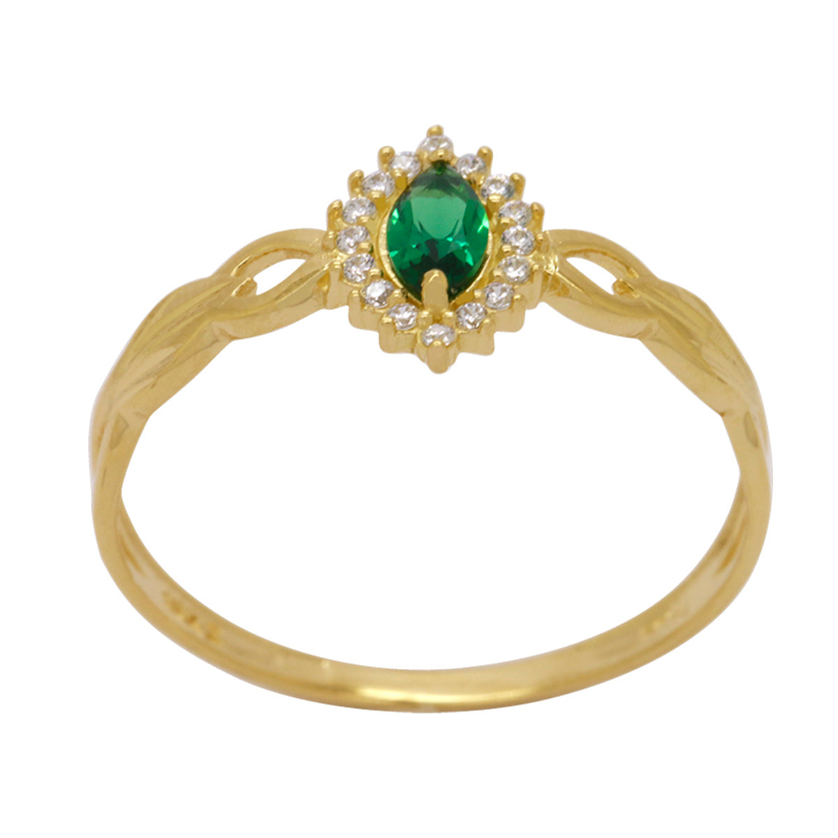 Anel Aro Chato Formatura Zircônia Navete 3x5 mm Borda Cravejada em Ouro 18K