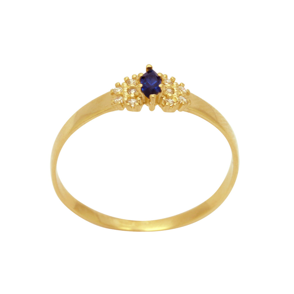 Anel Aro Chato Formatura Zircônia Navetes 2x4 mm Laterais Cravejadas em Ouro 18K