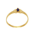 Anel Aro Chato Formatura Zircônia Navetes 2x4 mm Laterais Cravejadas em Ouro 18K