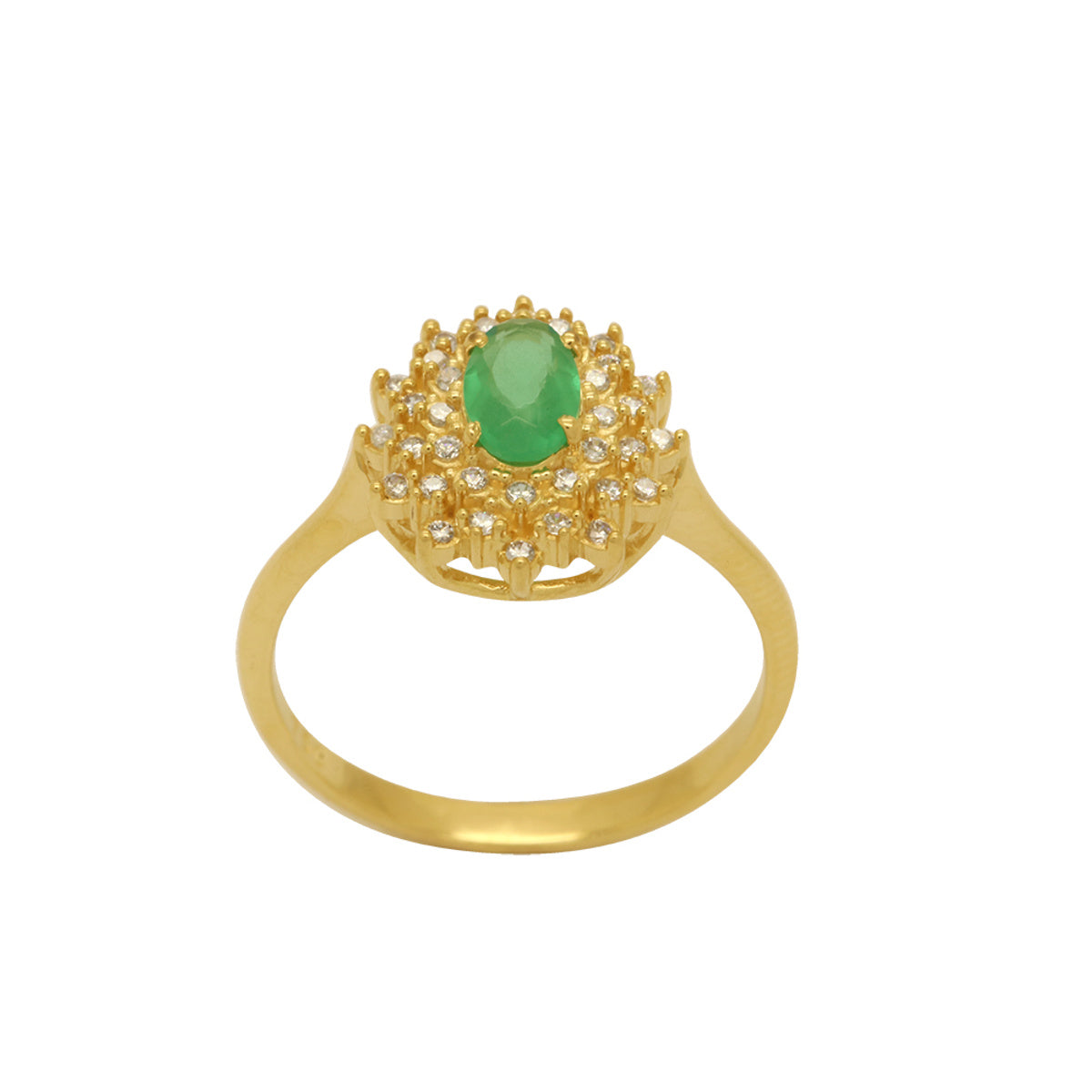 Anel Aro Chato Jade Malasia 4x6 mm em Ouro 18K