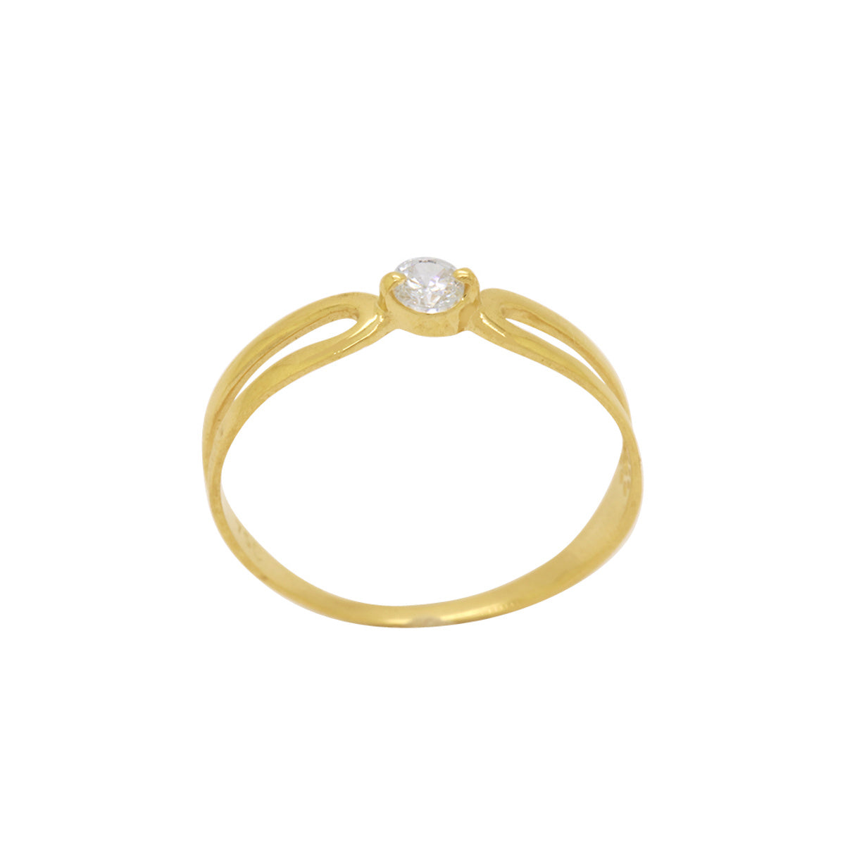 Anel Aro Chato Solitário Zircônia Branca 3 mm em Ouro 18K