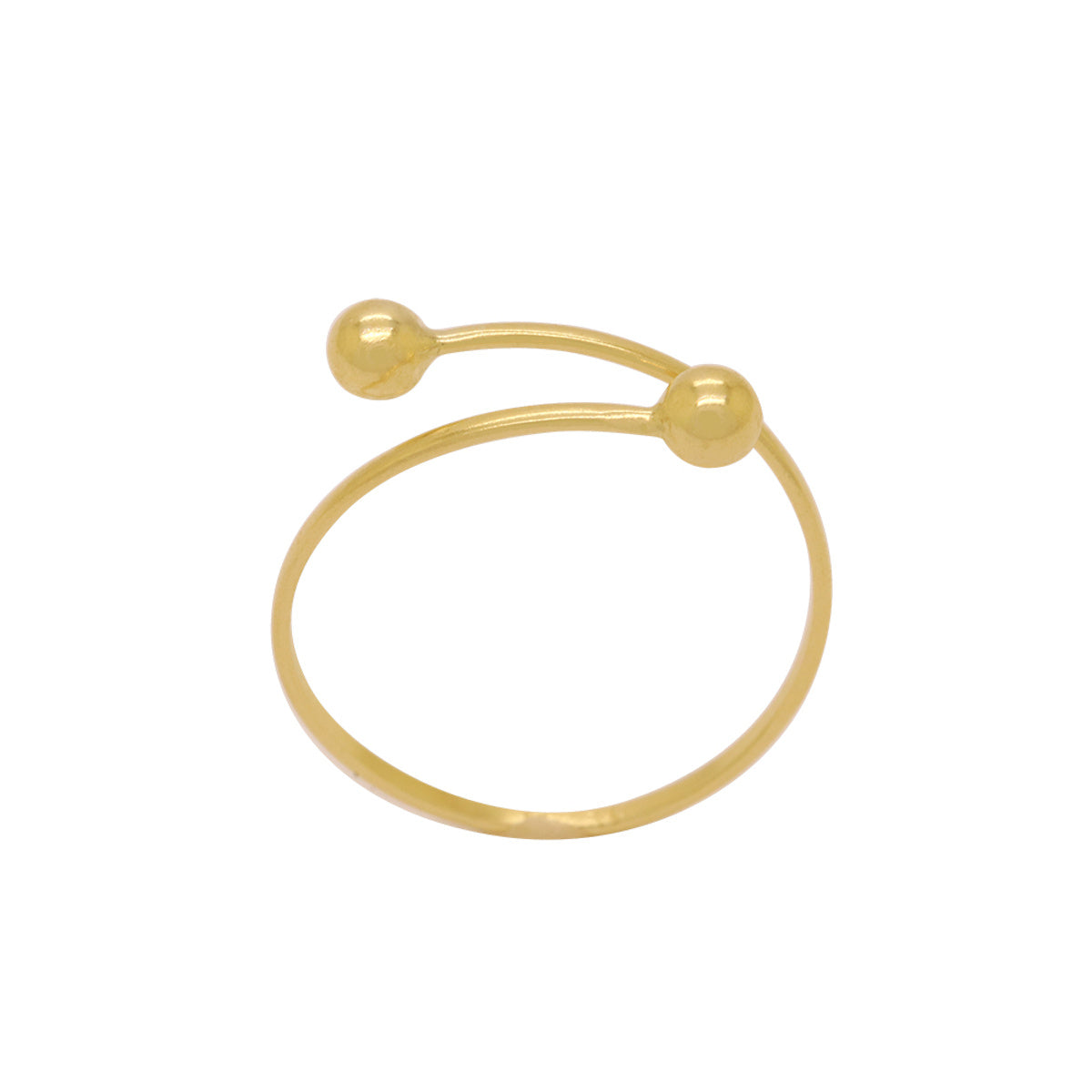 Anel Aro Desencontrado Bolas 3 mm nas Pontas em Ouro 18K