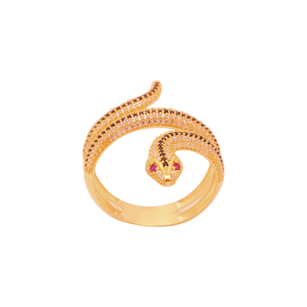 Anel Aro Desencontrado Zircônias Pretas em Ouro 18K