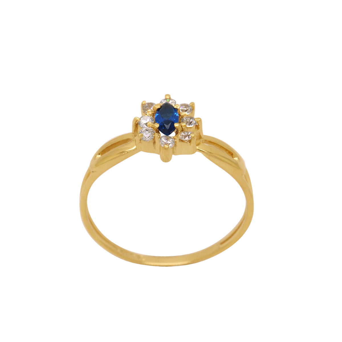 Anel Aro Duplo Flor Zircônia em Ouro 18K