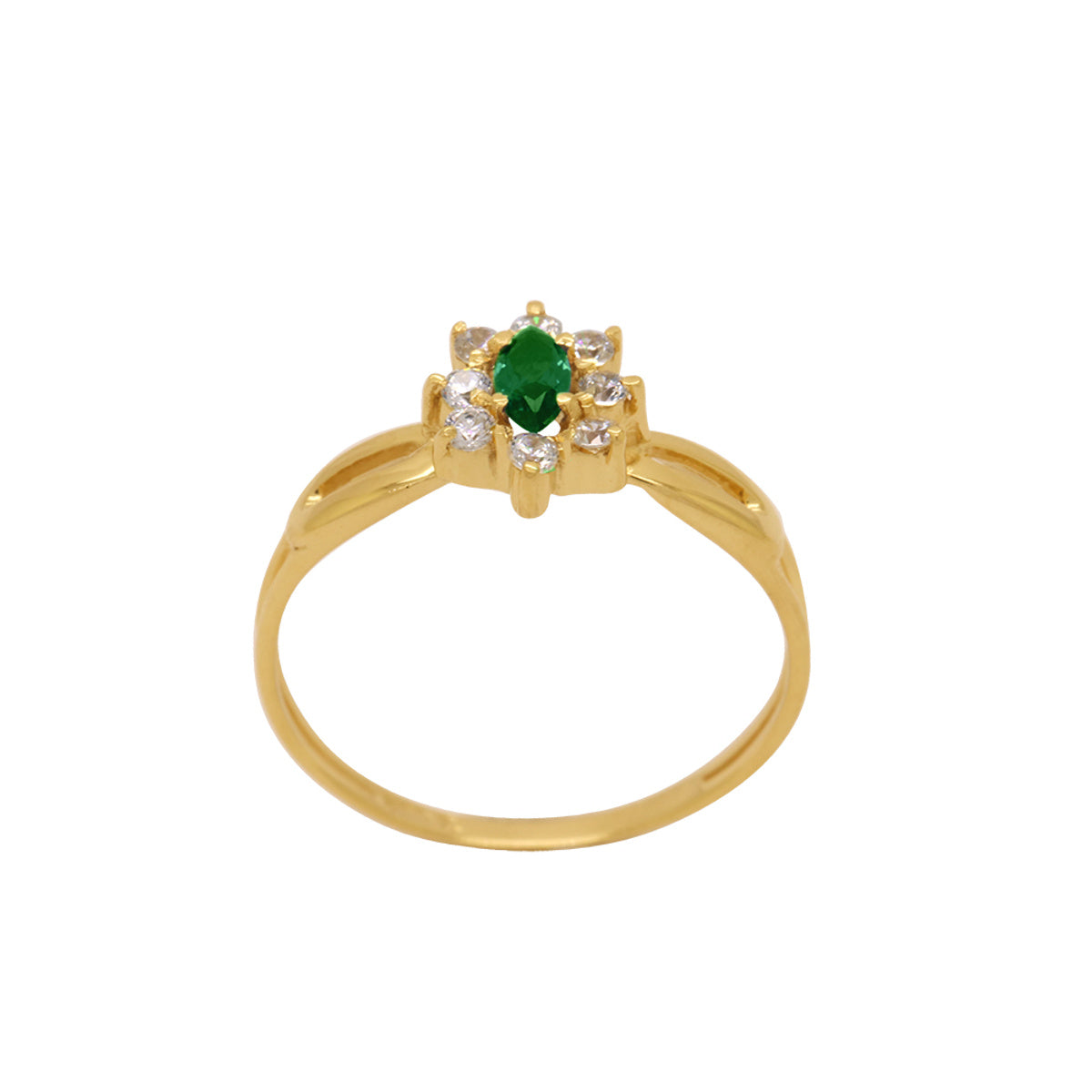 Anel Aro Duplo Flor Zircônia em Ouro 18K