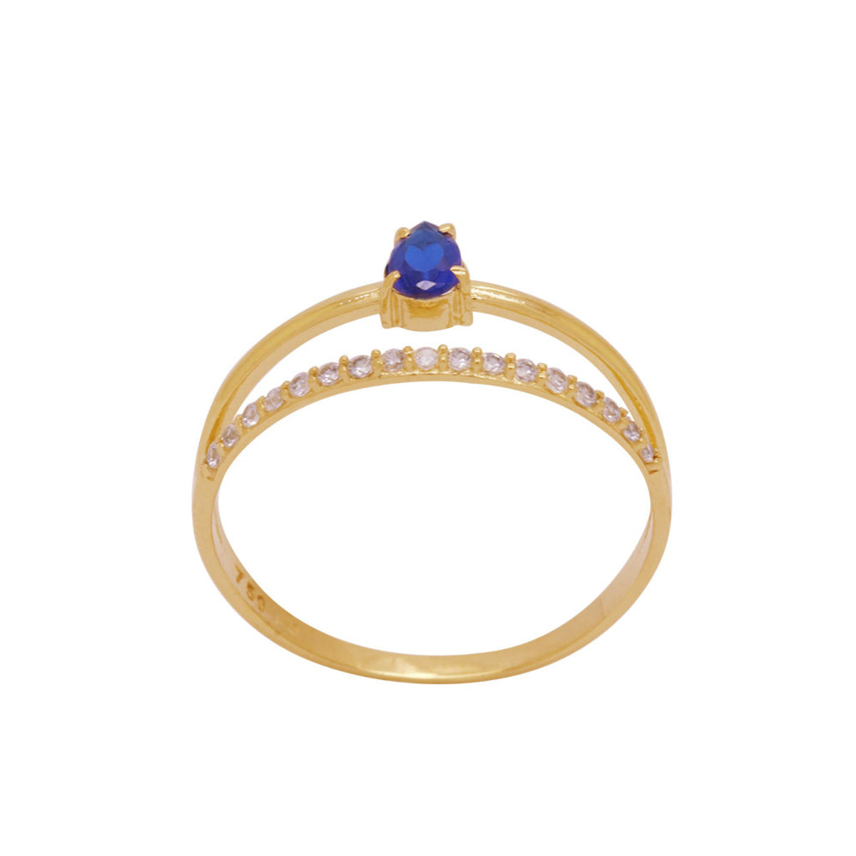 Anel Aro Duplo Formatura Gota Zircônias em Ouro 18K
