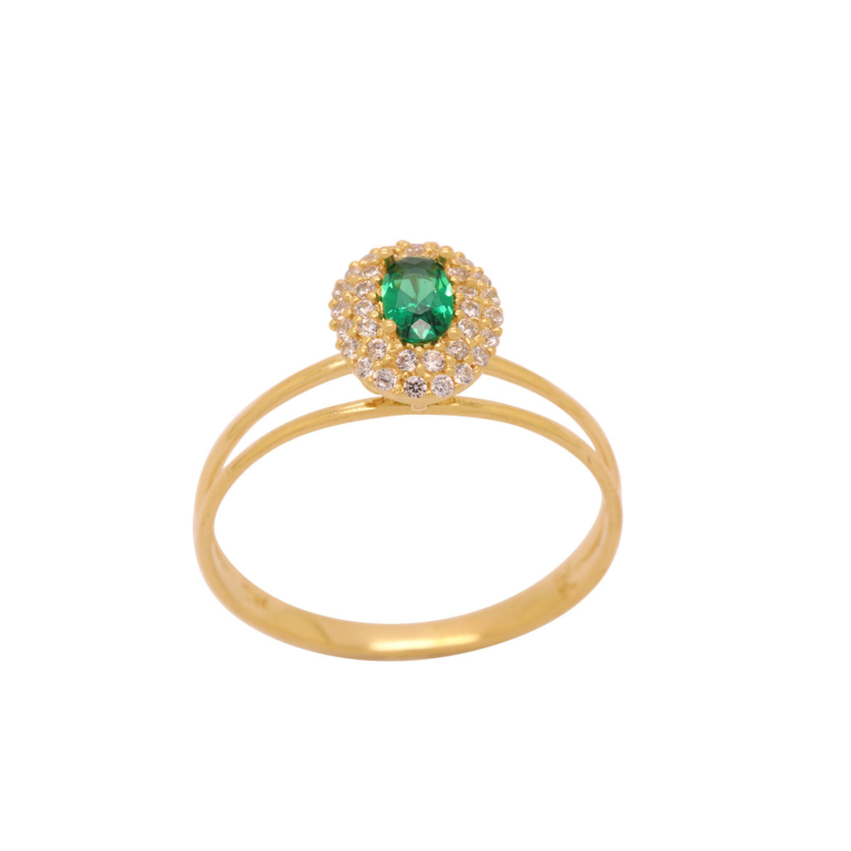 Anel Aro Duplo Formatura Oval Zircônia 3x5 mm Borda Dupla Cravejada em Ouro 18K