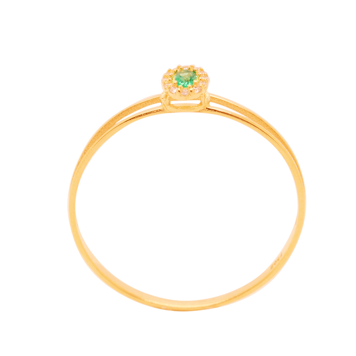 Anel Aro Duplo Solitário Oval Zircônia em Ouro 18K