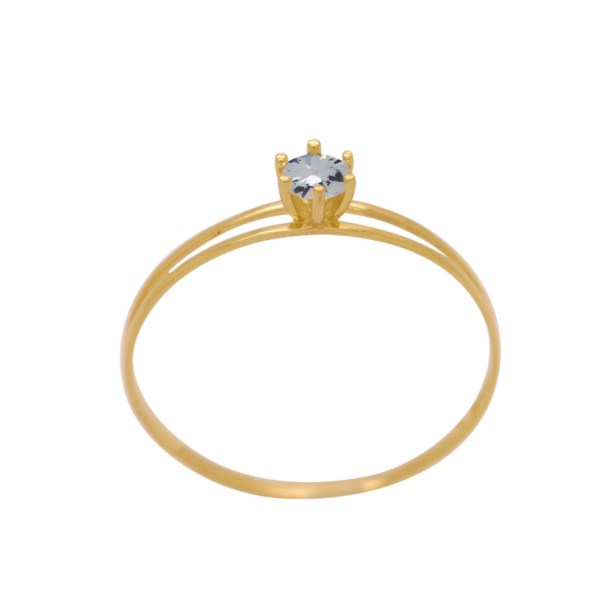 Anel Aro Duplo Solitário Zircônia 4 mm em Ouro 18K