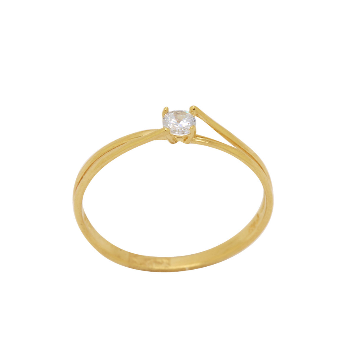 Anel Aro Duplo Solitário Zircônia Branca 3 mm em Ouro 18K