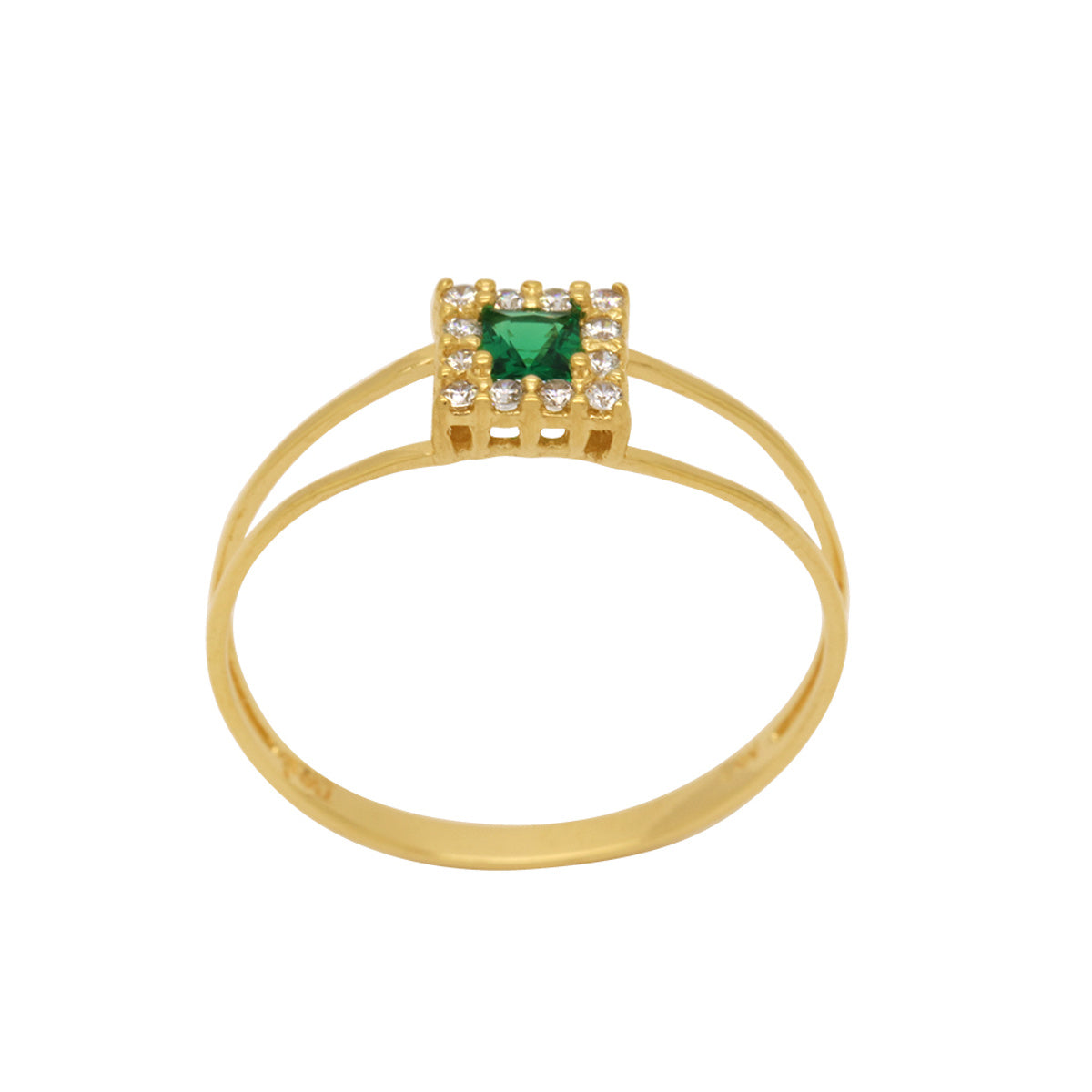 Anel Aro Duplo Zircônia Quadrada 3 mm Borda Cravejada em Ouro 18K