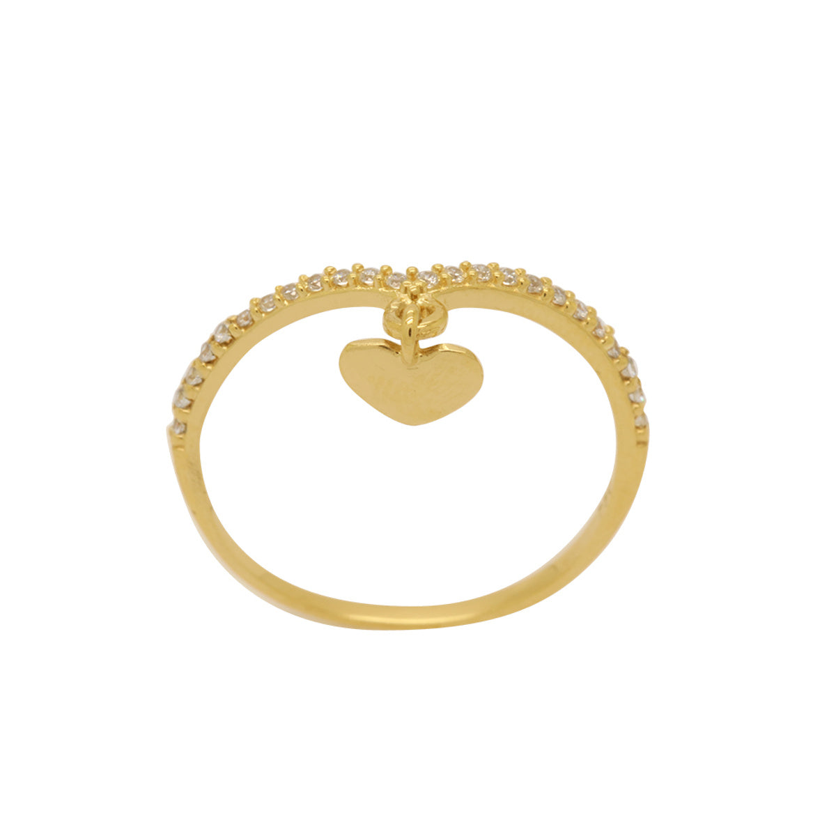 Anel Aro Enviesado Zircônias Brancas em Ouro 18K