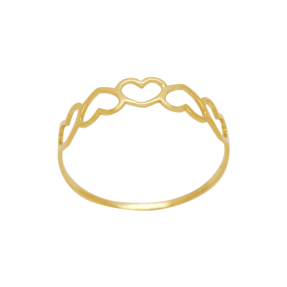 Anel Aro Fino Corações em Ouro 18K