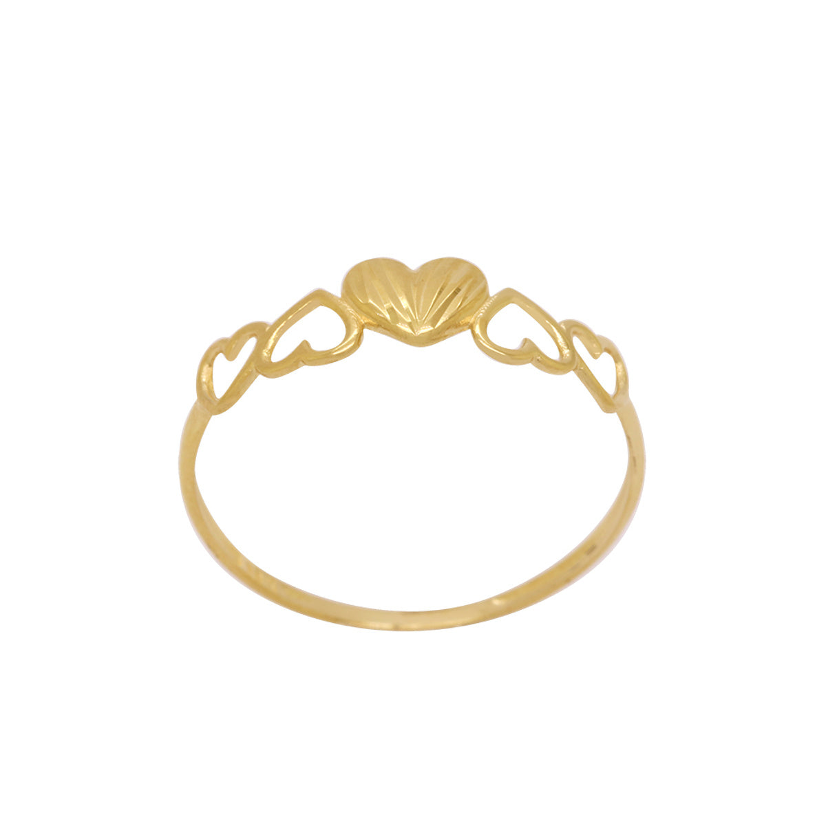 Anel Aro Fino Corações em Ouro 18K