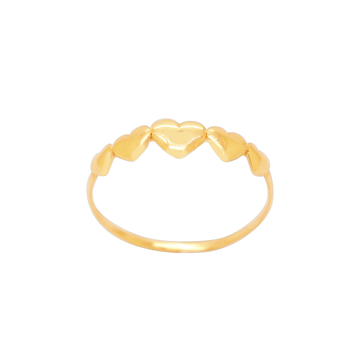 Anel Aro Fino Corações em Ouro 18K