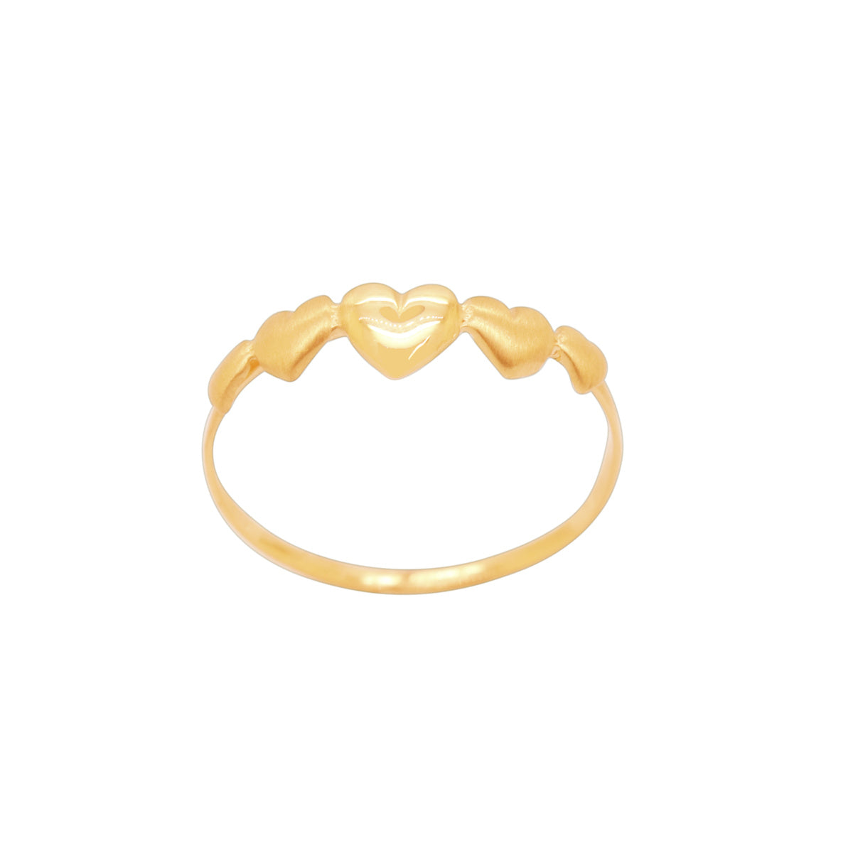 Anel Aro Fino Corações em Ouro 18K
