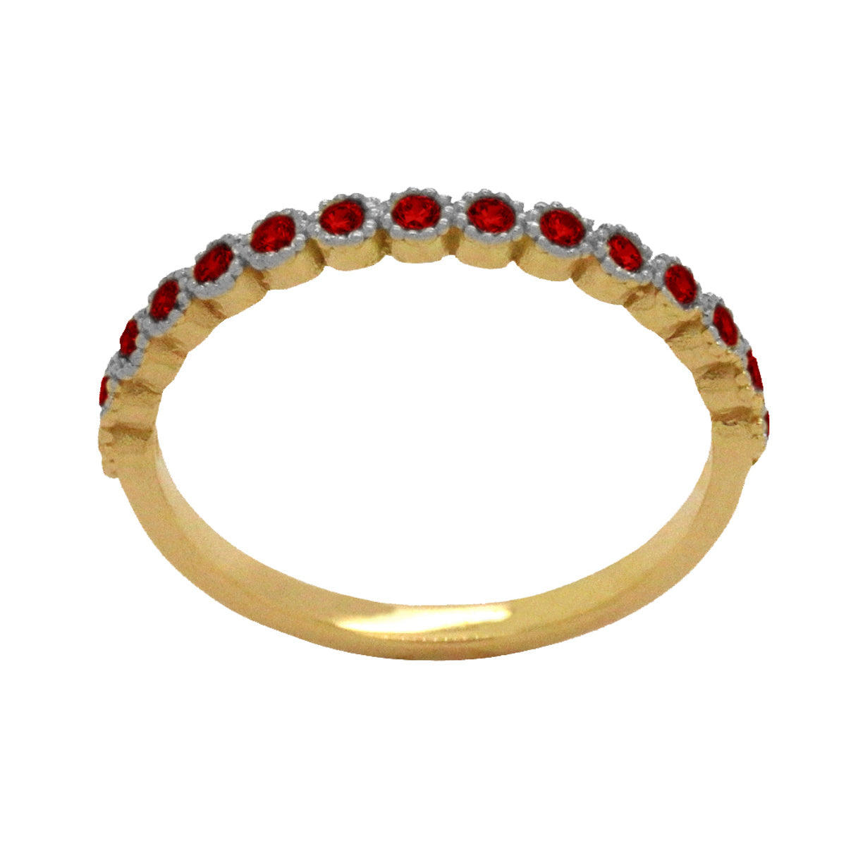 Anel Aro Fino Estilo Meia Aliança Cravejado Zircônia em Ouro 18K